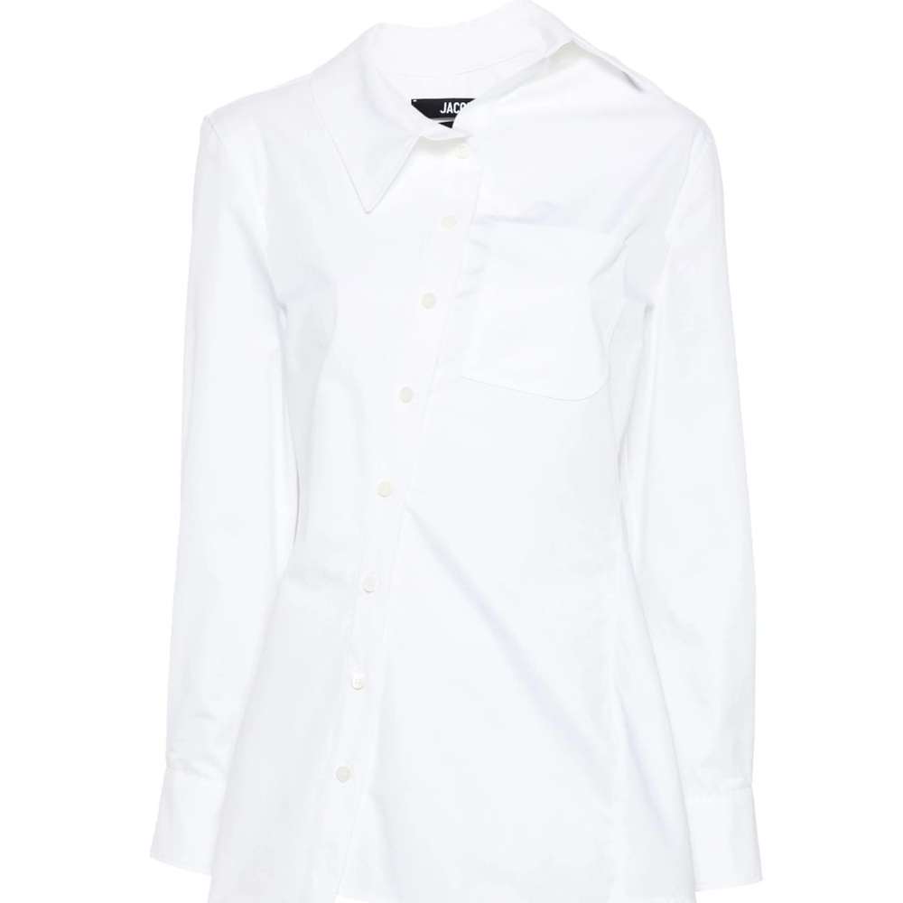 JACQUEMUS Asymmetric White Button-Up Pablo Shirt - Size 34